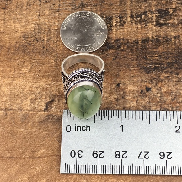 Moss Prehnite Stone Statement Ring 8 - Picture 7 of 11